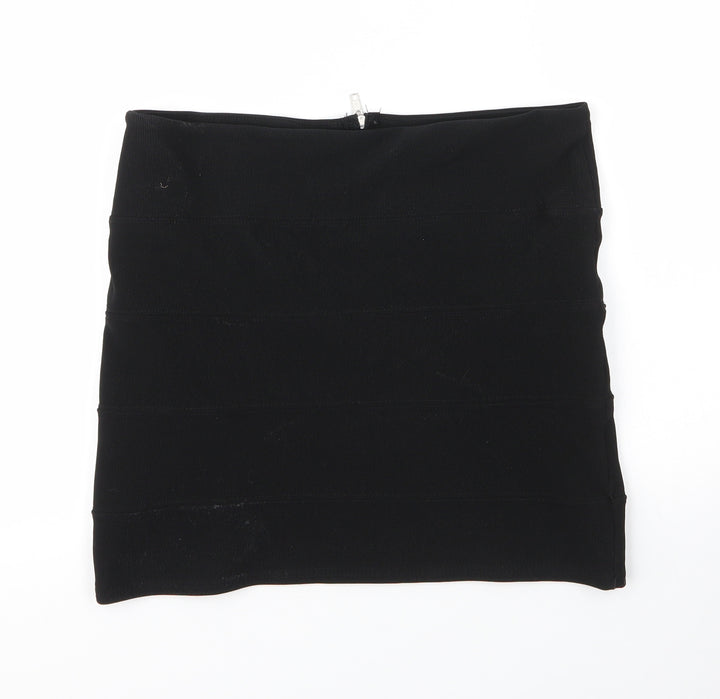 Preworn Womens Black Polyester Bandage Skirt Size 12 Zip