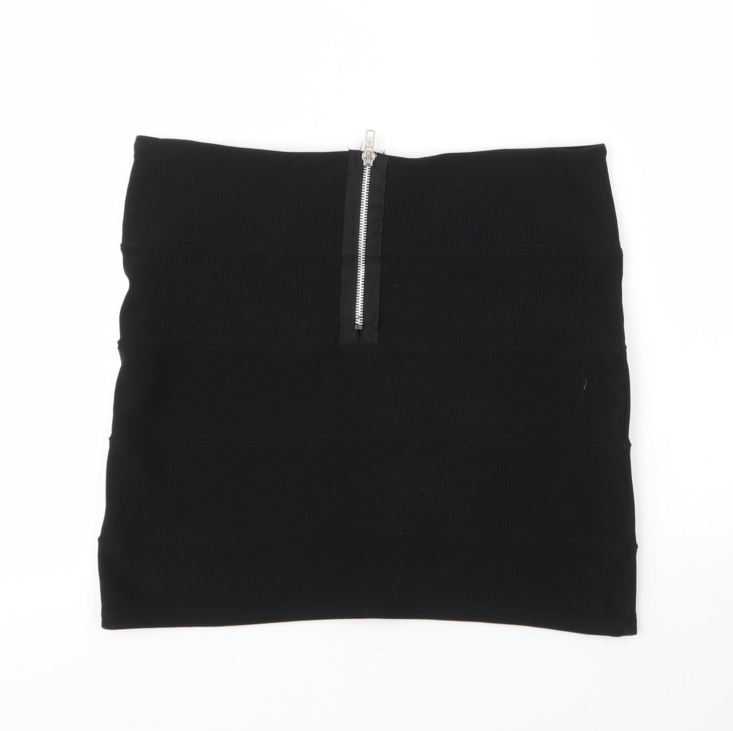 Preworn Womens Black  Polyester Bandage Skirt Size 12   Zip