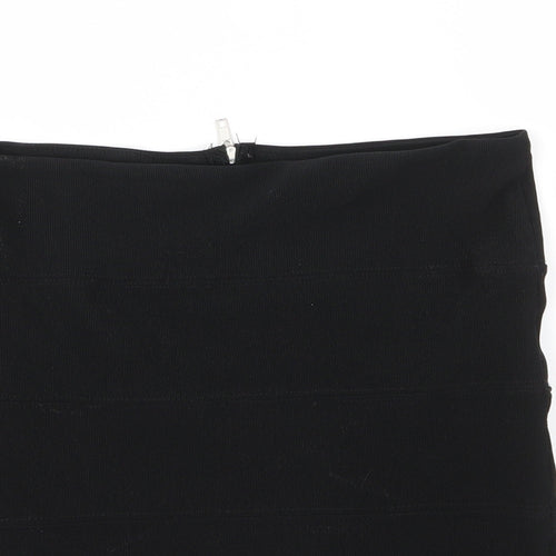 Preworn Womens Black  Polyester Bandage Skirt Size 12   Zip