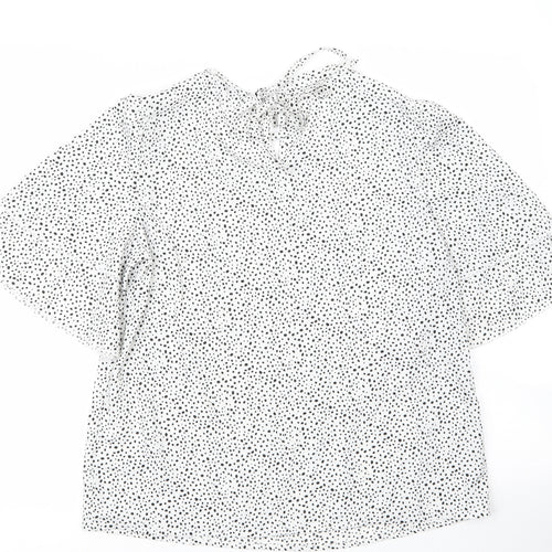 SheIn Womens White Animal Print Polyester Basic Blouse Size M Round Neck - Leopard print