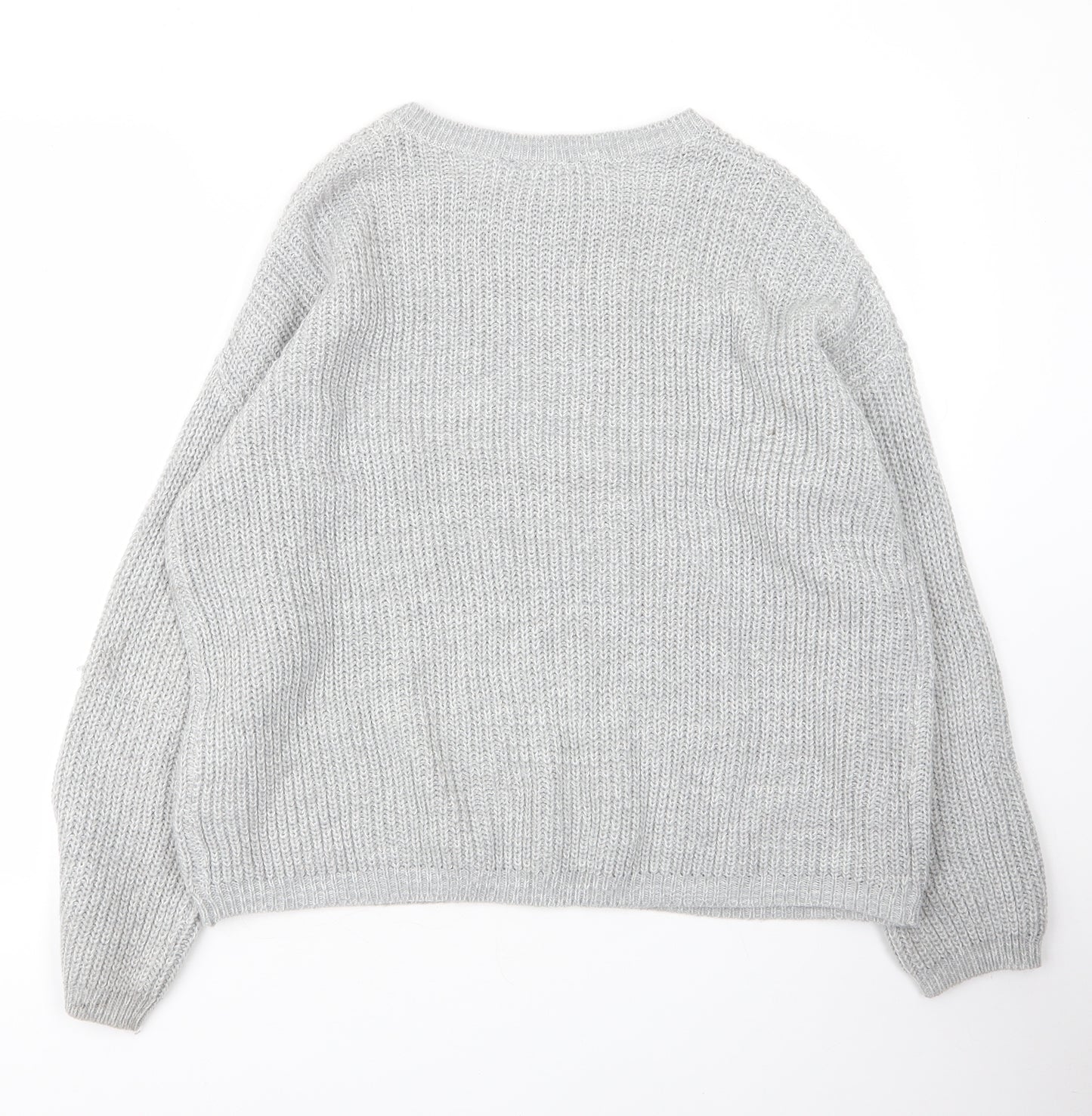 Peacocks Womens Grey Round Neck  Acrylic Pullover Jumper Size L