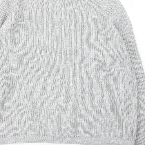 Peacocks Womens Grey Round Neck  Acrylic Pullover Jumper Size L