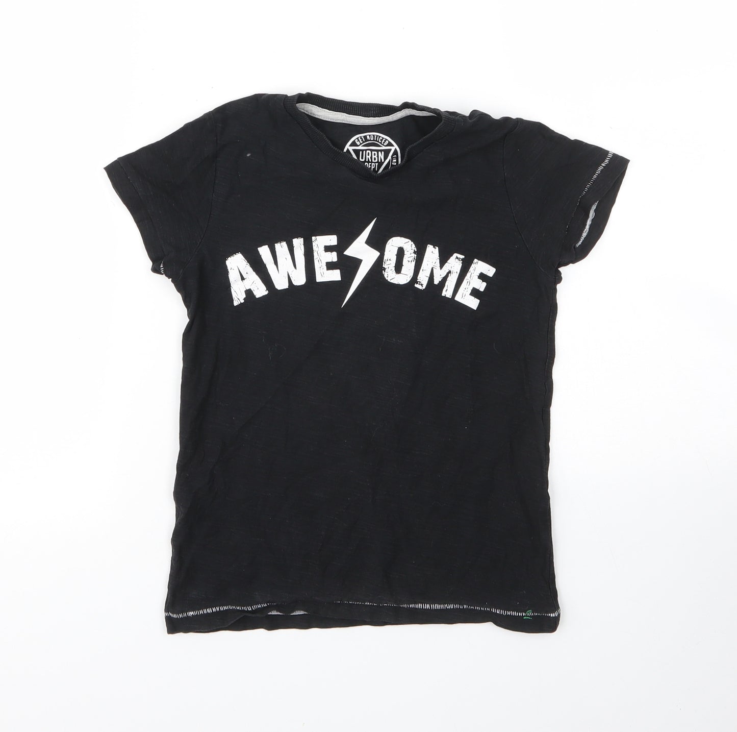 Matalan Boys Black  Cotton Basic T-Shirt Size 6 Years Round Neck