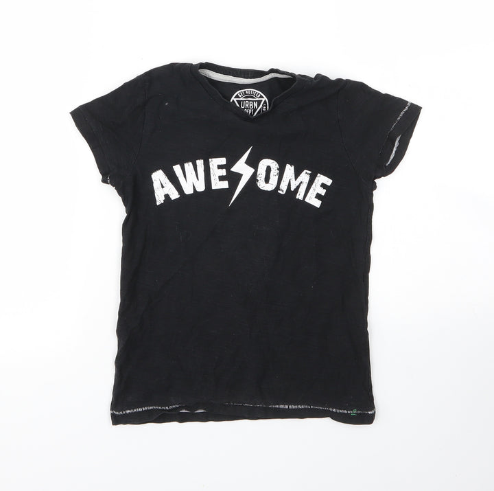 Matalan Boys Black  Cotton Basic T-Shirt Size 6 Years Round Neck