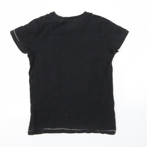 Matalan Boys Black  Cotton Basic T-Shirt Size 6 Years Round Neck