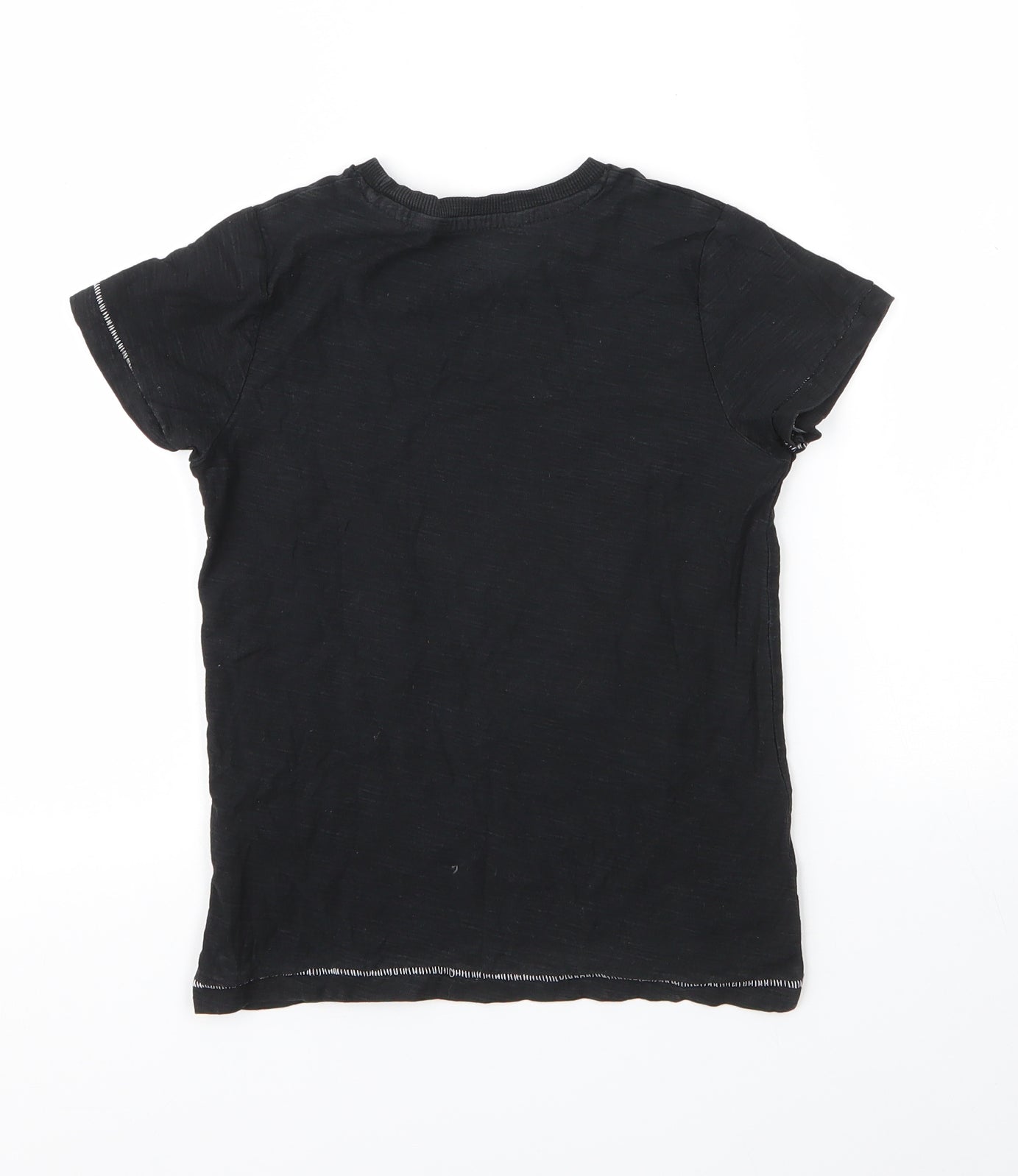 Matalan Boys Black  Cotton Basic T-Shirt Size 6 Years Round Neck