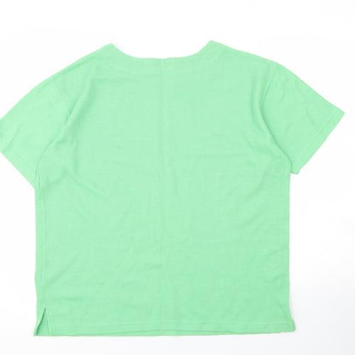 Joie De Vivre Womens Green  Polyester Basic T-Shirt Size L Round Neck