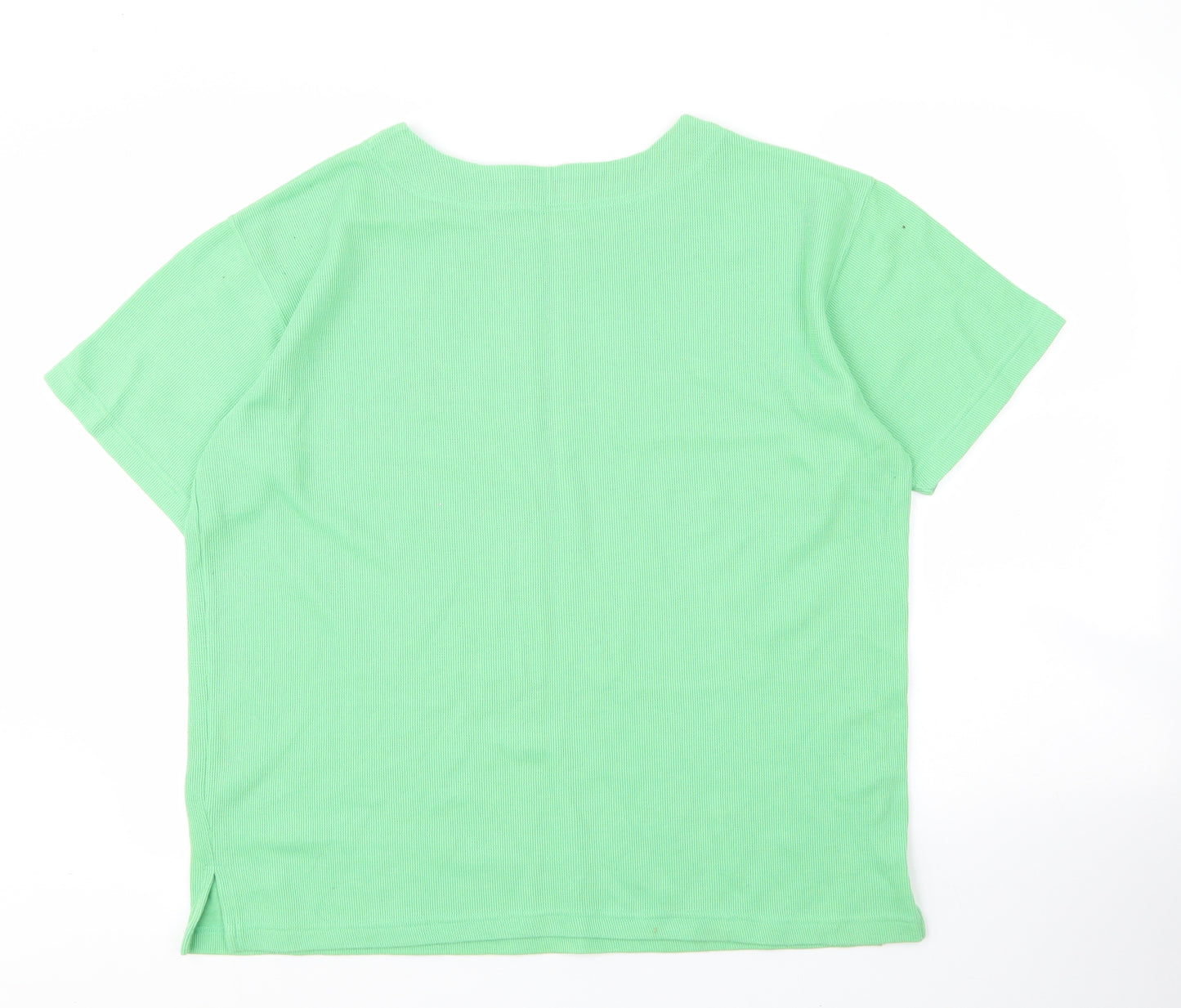 Joie De Vivre Womens Green  Polyester Basic T-Shirt Size L Round Neck
