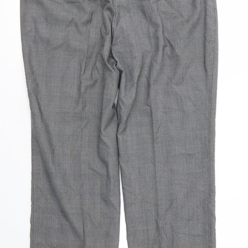 New Look Mens Grey Plaid Viscose Trousers  Size 36 in L28 in Regular Zip