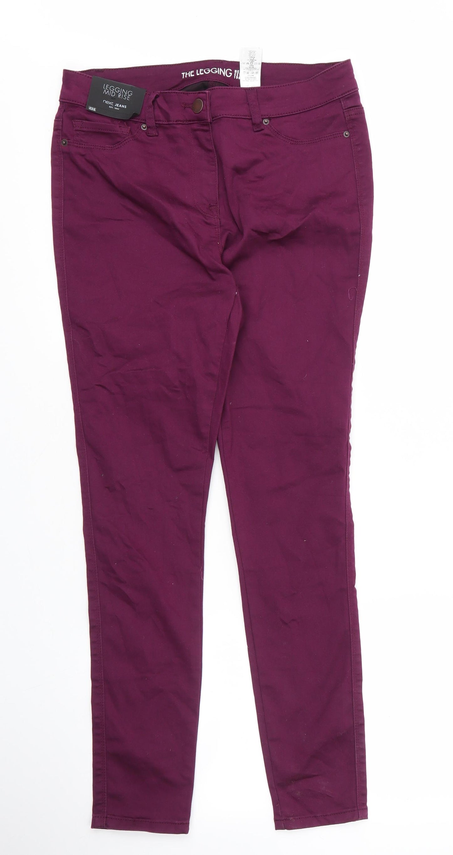 NEXT Womens Purple  Cotton Chino Trousers Size 12 L28 in Regular