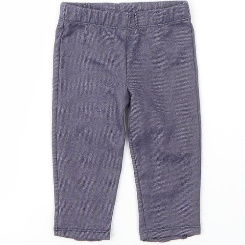 Preworn Girls Blue  Cotton Capri Leggings Size 3-6 Months