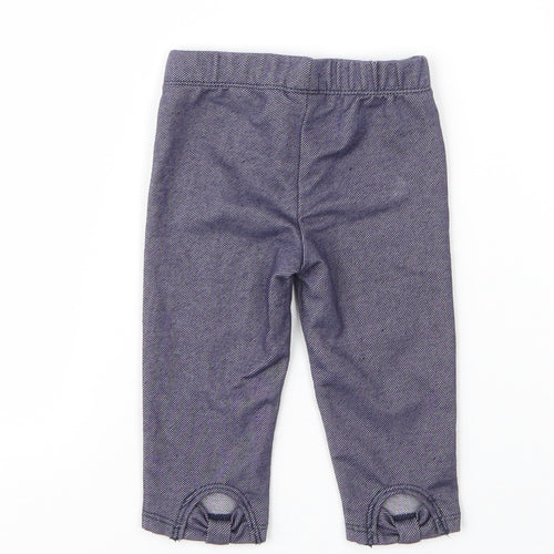 Preworn Girls Blue  Cotton Capri Leggings Size 3-6 Months