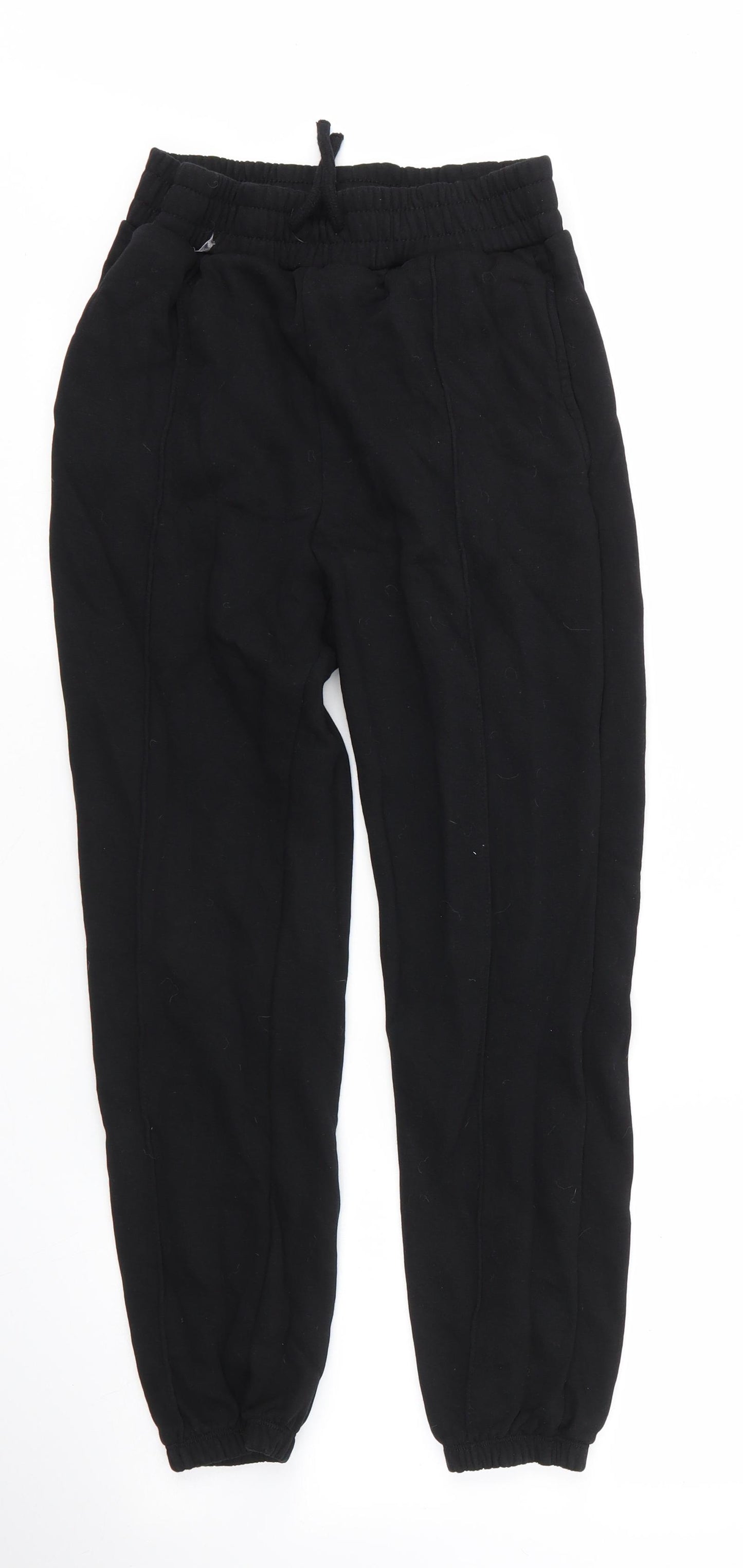 Matalan Girls Black  Cotton Sweatpants Trousers Size 12 Years L24 in Regular Drawstring