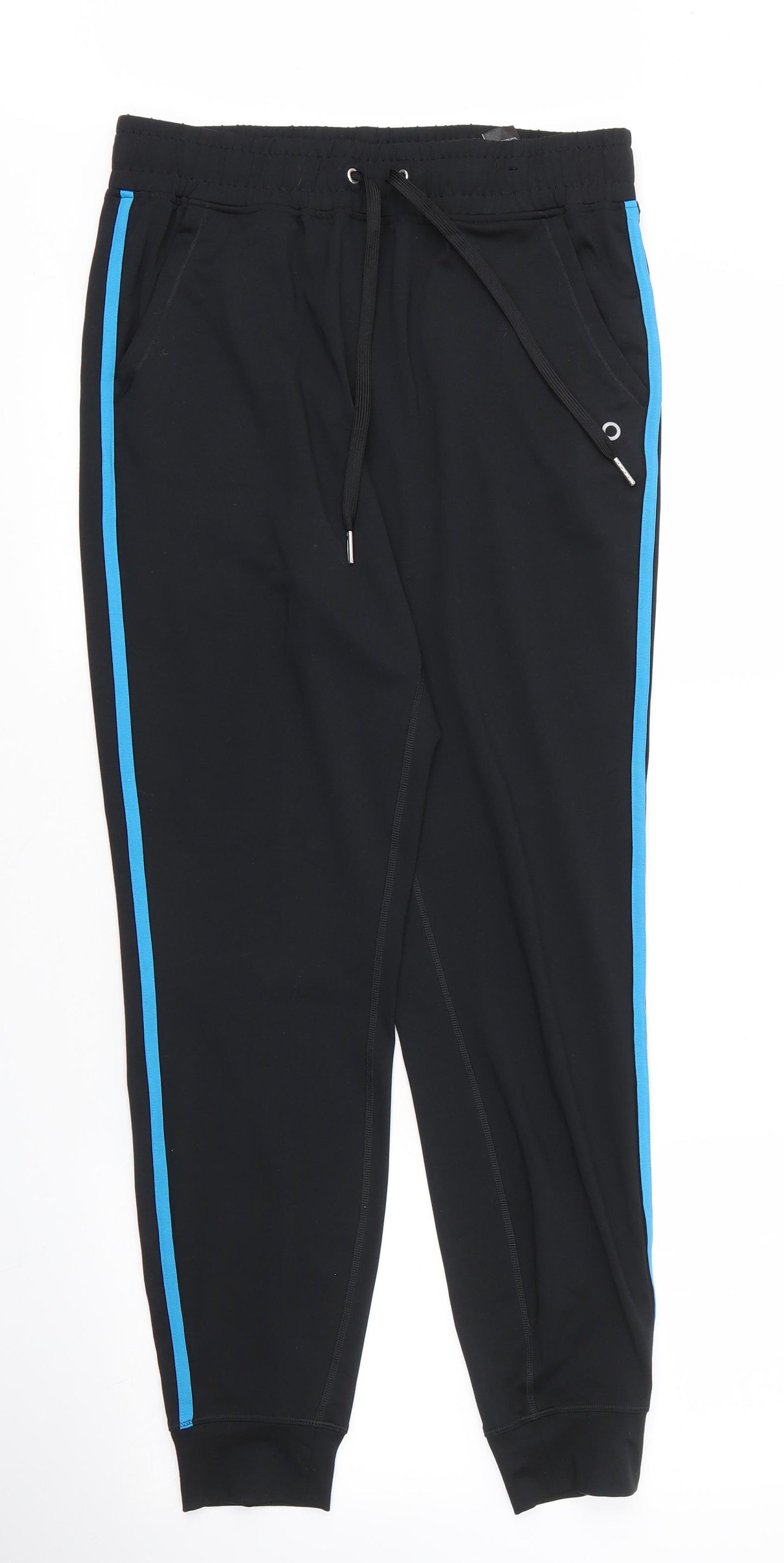 M&S Womens Black  Polyester Sweatpants Trousers Size 10 L28 in Regular Drawstring
