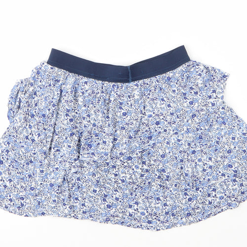 H&M Girls Blue Floral Viscose A-Line Skirt Size 9 Years  Regular