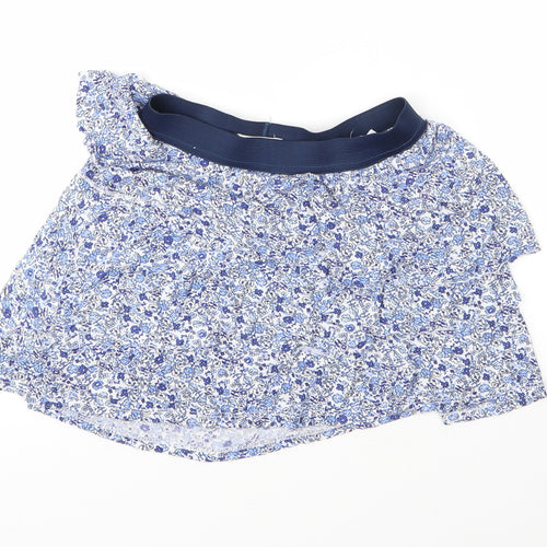 H&M Girls Blue Floral Viscose A-Line Skirt Size 9 Years  Regular
