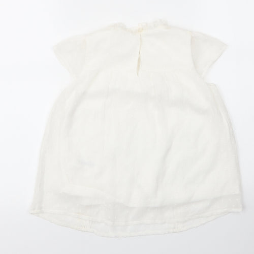 George Girls White  Nylon Basic Blouse Size 7 Years Round Neck Button