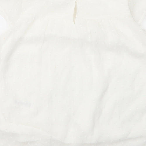 George Girls White  Nylon Basic Blouse Size 7 Years Round Neck Button