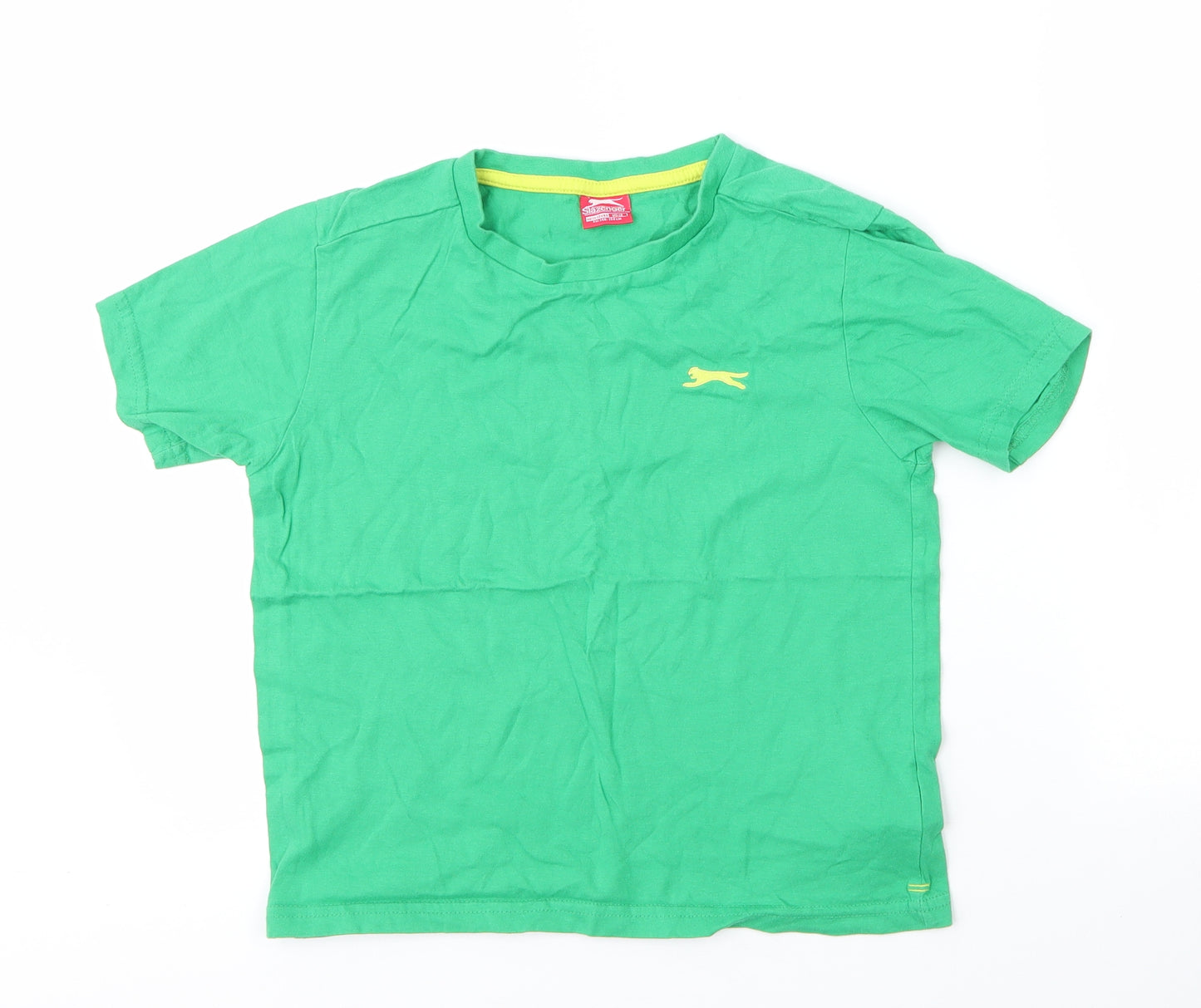 Slazenger Boys Green  Cotton Basic T-Shirt Size 10-11 Years Round Neck