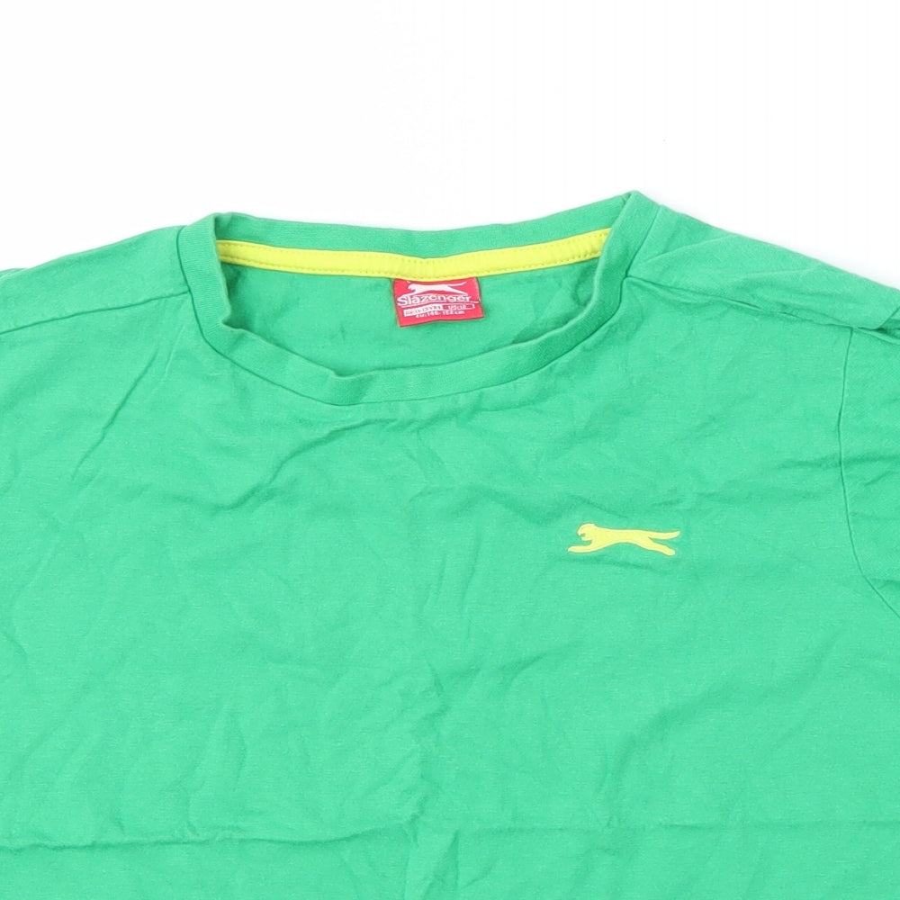Slazenger Boys Green  Cotton Basic T-Shirt Size 10-11 Years Round Neck