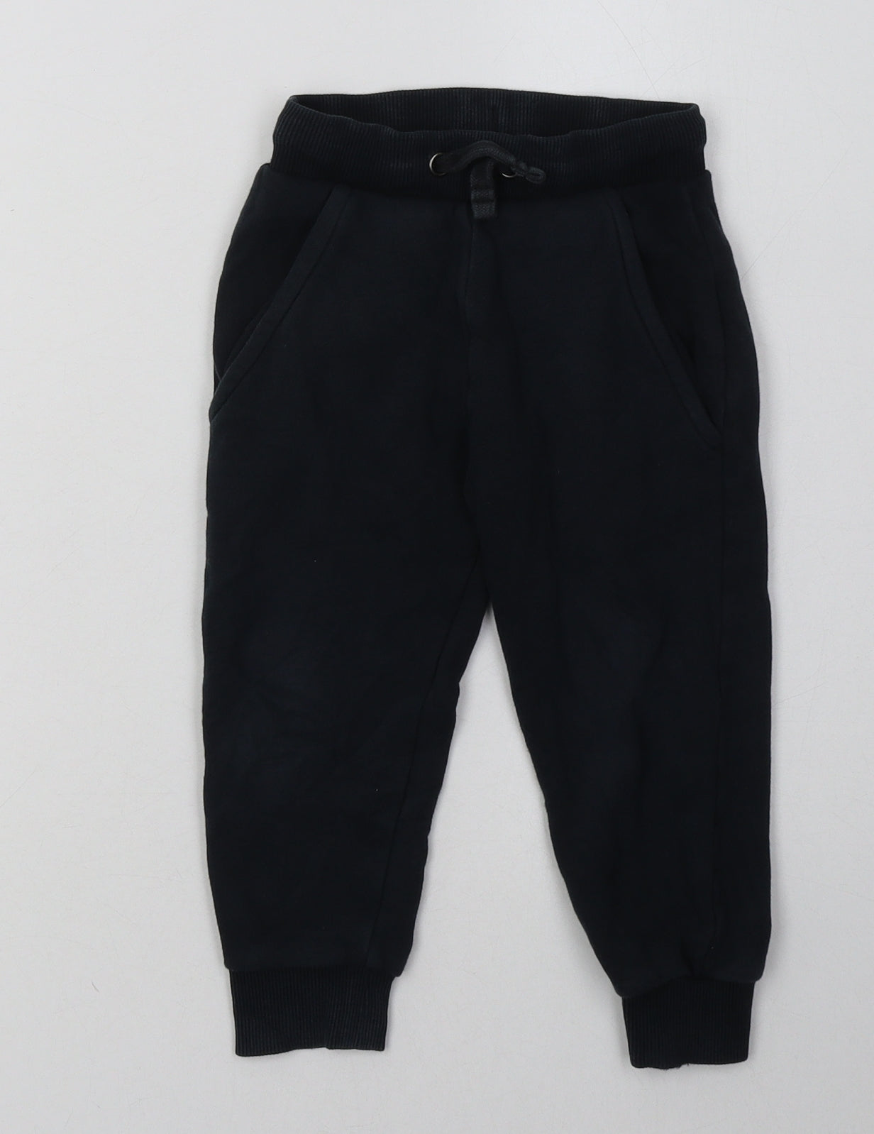 Marks and Spencer Boys Blue  Cotton Jogger Trousers Size 3-4 Years  Regular Tie