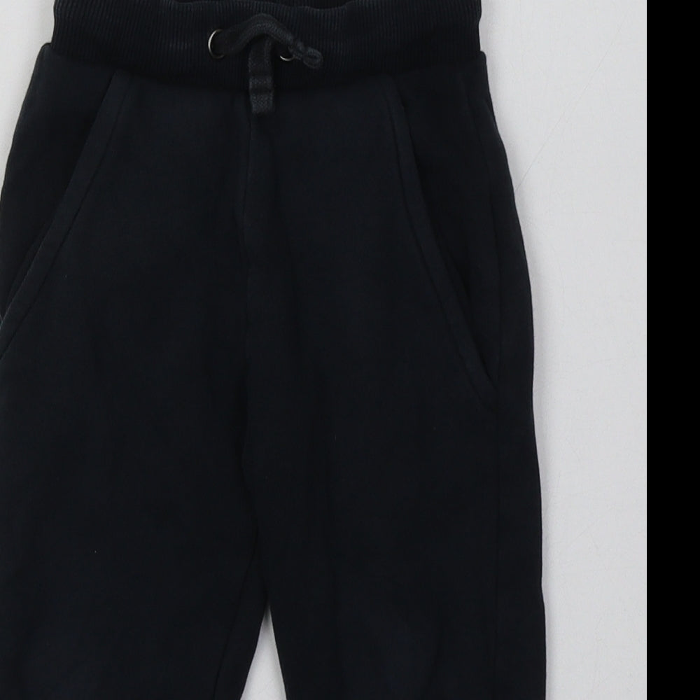Marks and Spencer Boys Blue  Cotton Jogger Trousers Size 3-4 Years  Regular Tie