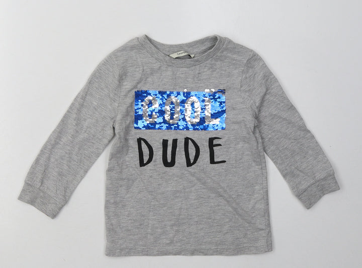 George Boys Grey Polyester Basic Casual Size 2-3 Years Crew Neck Pullover - cool dude