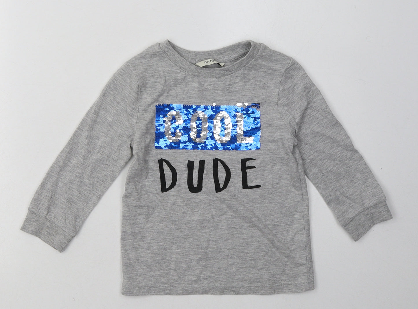 George Boys Grey  Polyester Basic Casual Size 2-3 Years Crew Neck Pullover - cool dude