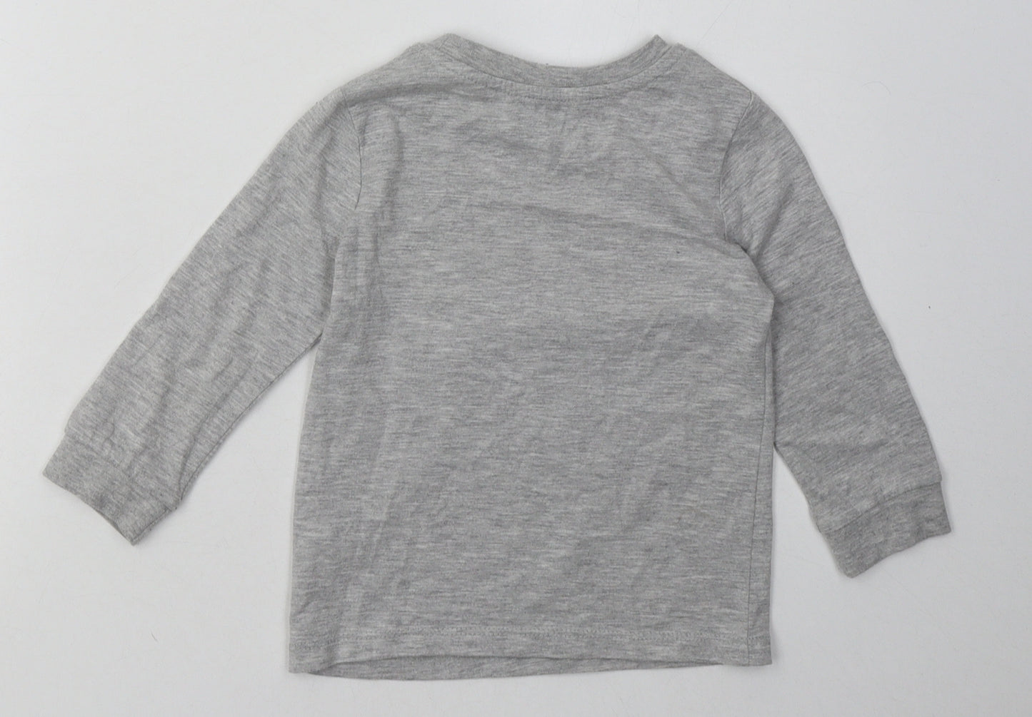George Boys Grey  Polyester Basic Casual Size 2-3 Years Crew Neck Pullover - cool dude