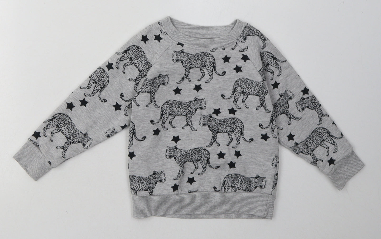NEXT Boys Grey Animal Print Cotton Pullover Sweatshirt Size 5 Years  Pullover - Tiger
