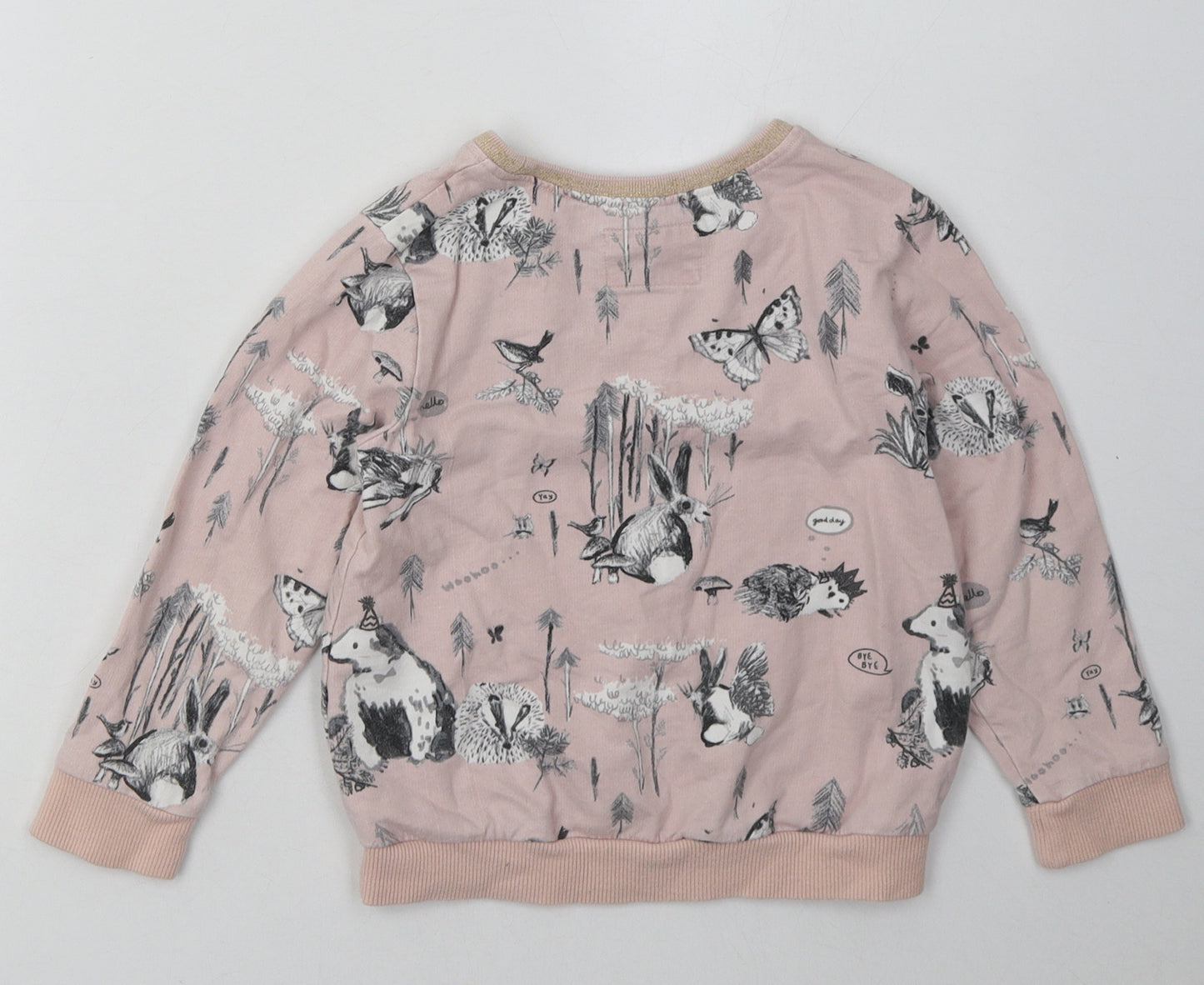 NEXT Girls Pink Geometric Cotton Pullover Sweatshirt Size 4-5 Years  Pullover - Butterfly Print