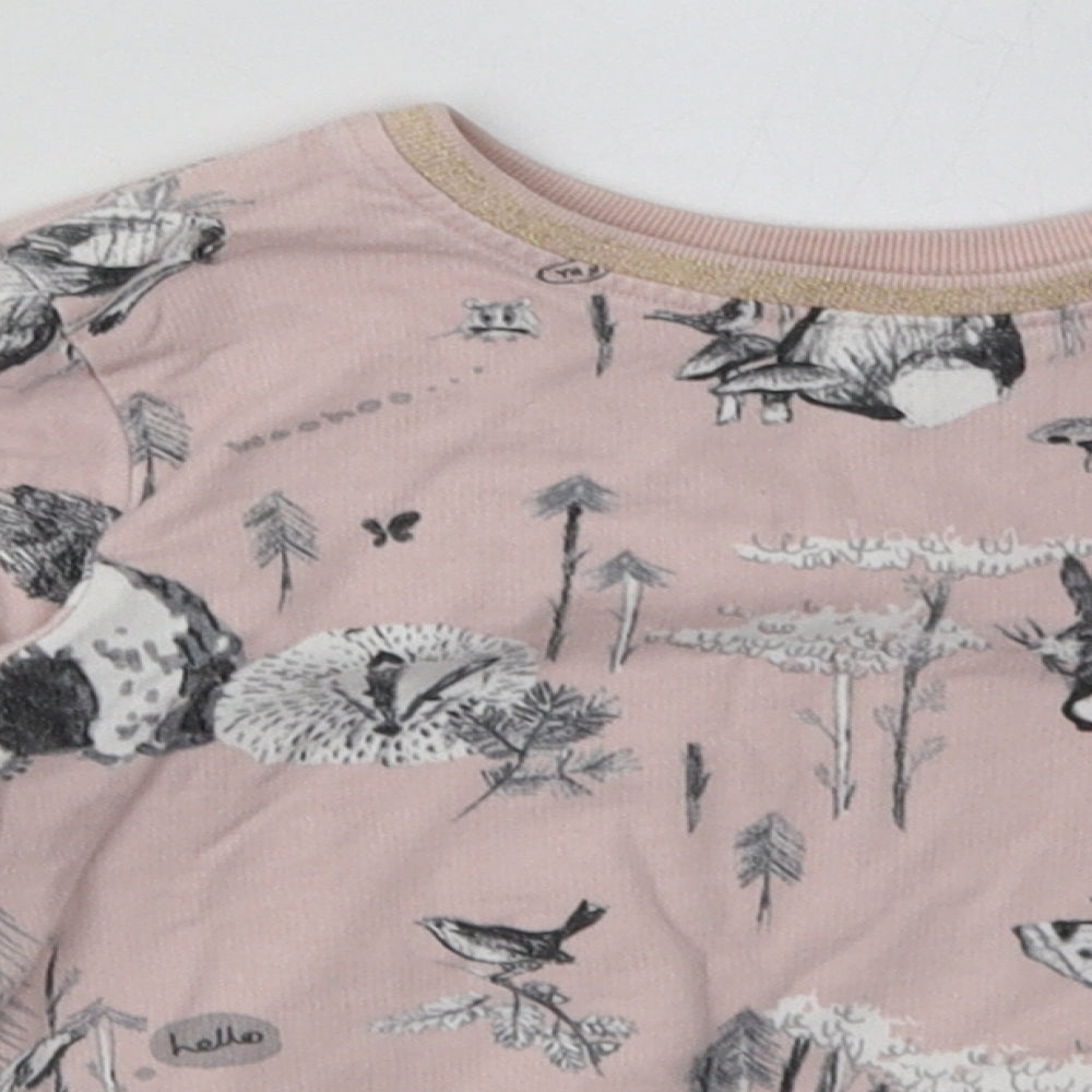 NEXT Girls Pink Geometric Cotton Pullover Sweatshirt Size 4-5 Years  Pullover - Butterfly Print