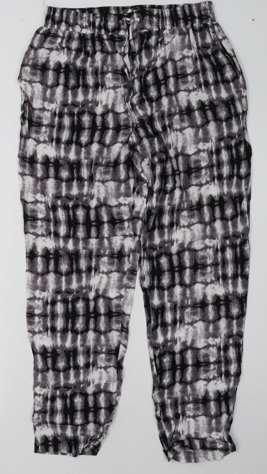 New Look Womens Grey Geometric Viscose Trousers  Size 10 L30 in Regular Tie