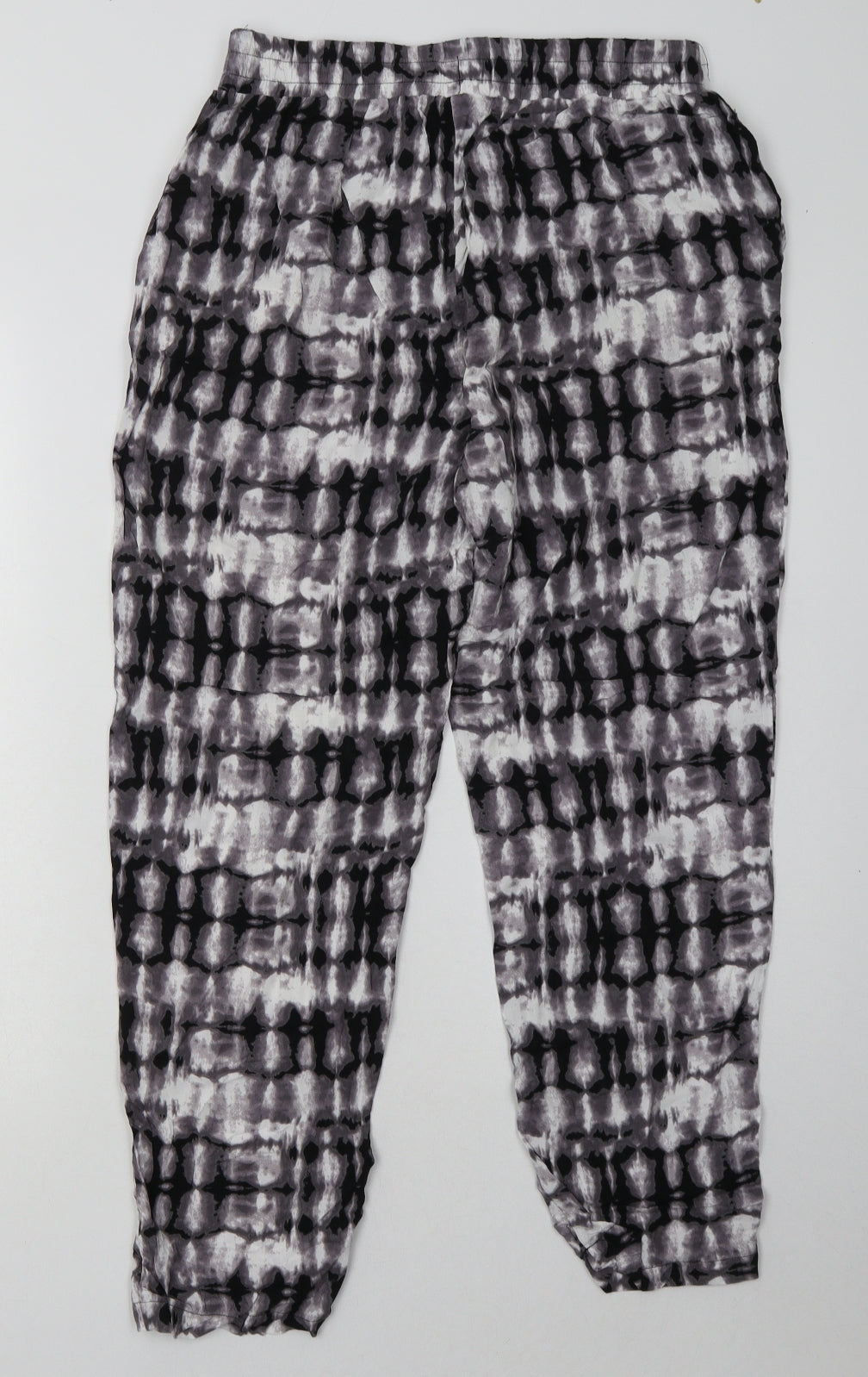 New Look Womens Grey Geometric Viscose Trousers  Size 10 L30 in Regular Tie