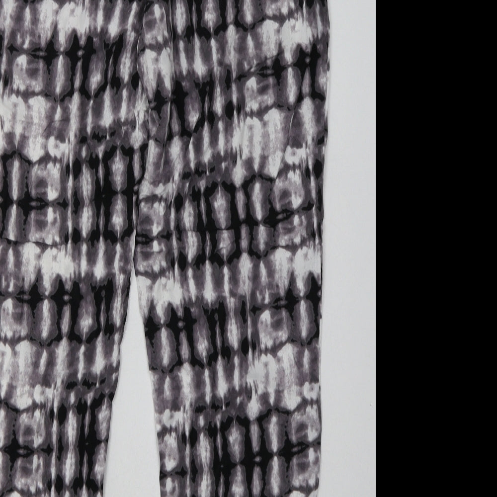 New Look Womens Grey Geometric Viscose Trousers  Size 10 L30 in Regular Tie