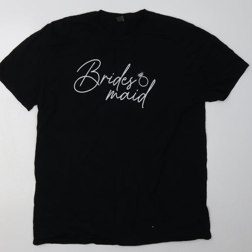Gildan Womens Black  Cotton Basic T-Shirt Size XL Crew Neck - brides maid