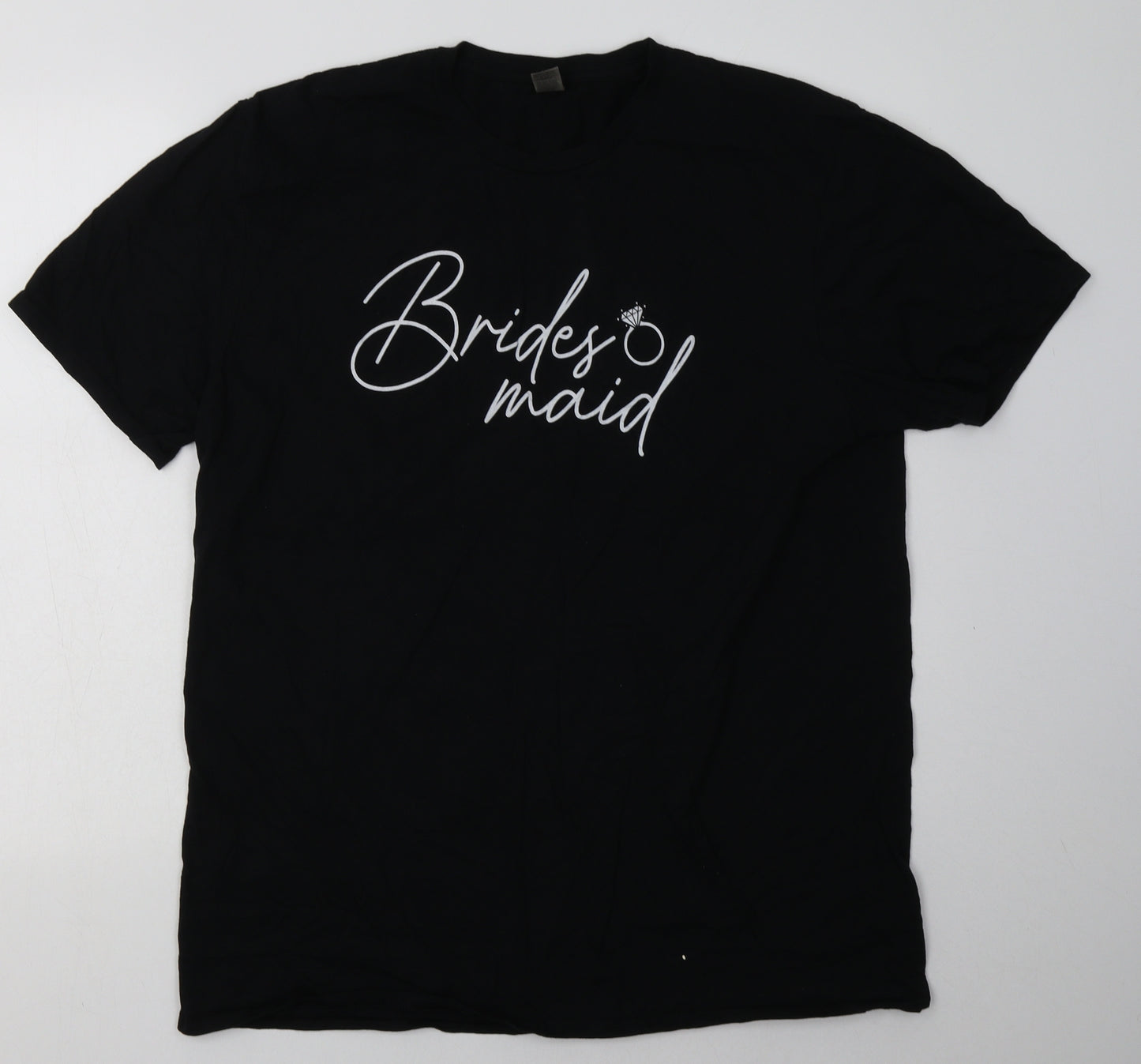 Gildan Womens Black  Cotton Basic T-Shirt Size XL Crew Neck - brides maid