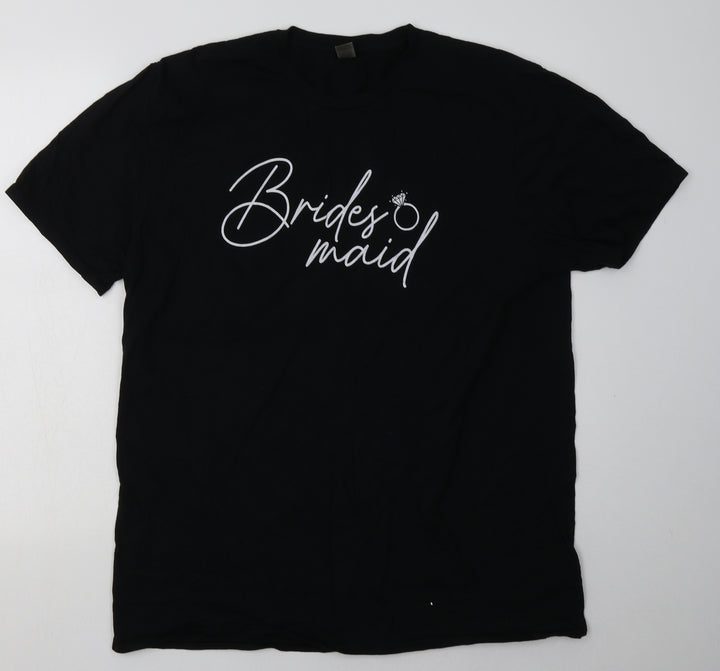 Gildan Womens Black  Cotton Basic T-Shirt Size XL Crew Neck - brides maid