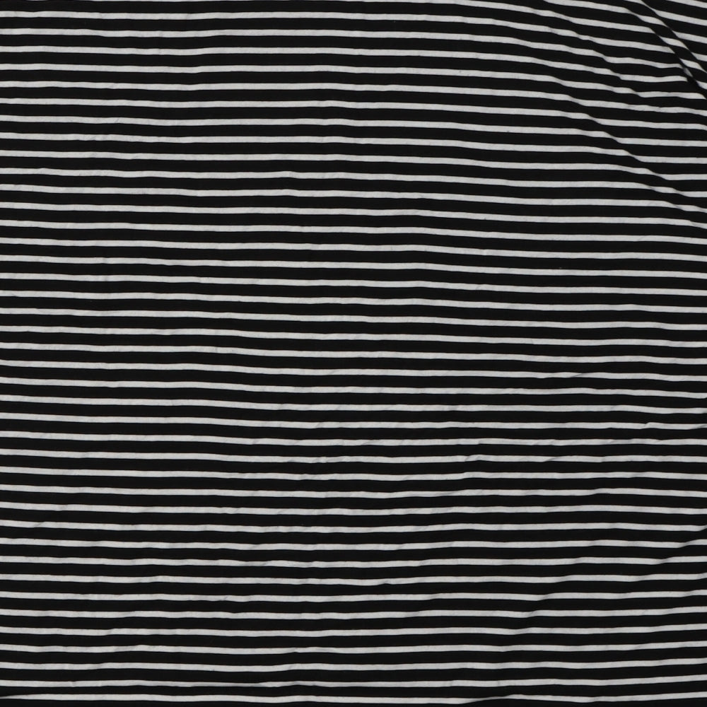 Primark Womens Black Striped Viscose Basic T-Shirt Size L Crew Neck