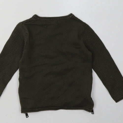 Primark Boys Green  Cotton Pullover Sweatshirt Size 2-3 Years  Zip