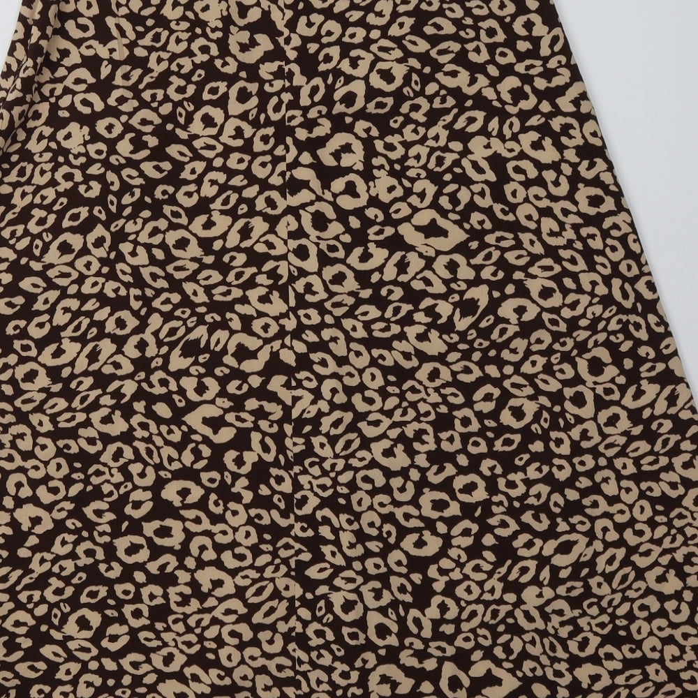 SheIn Womens Brown Animal Print Polyester A-Line Skirt Size XS   Zip