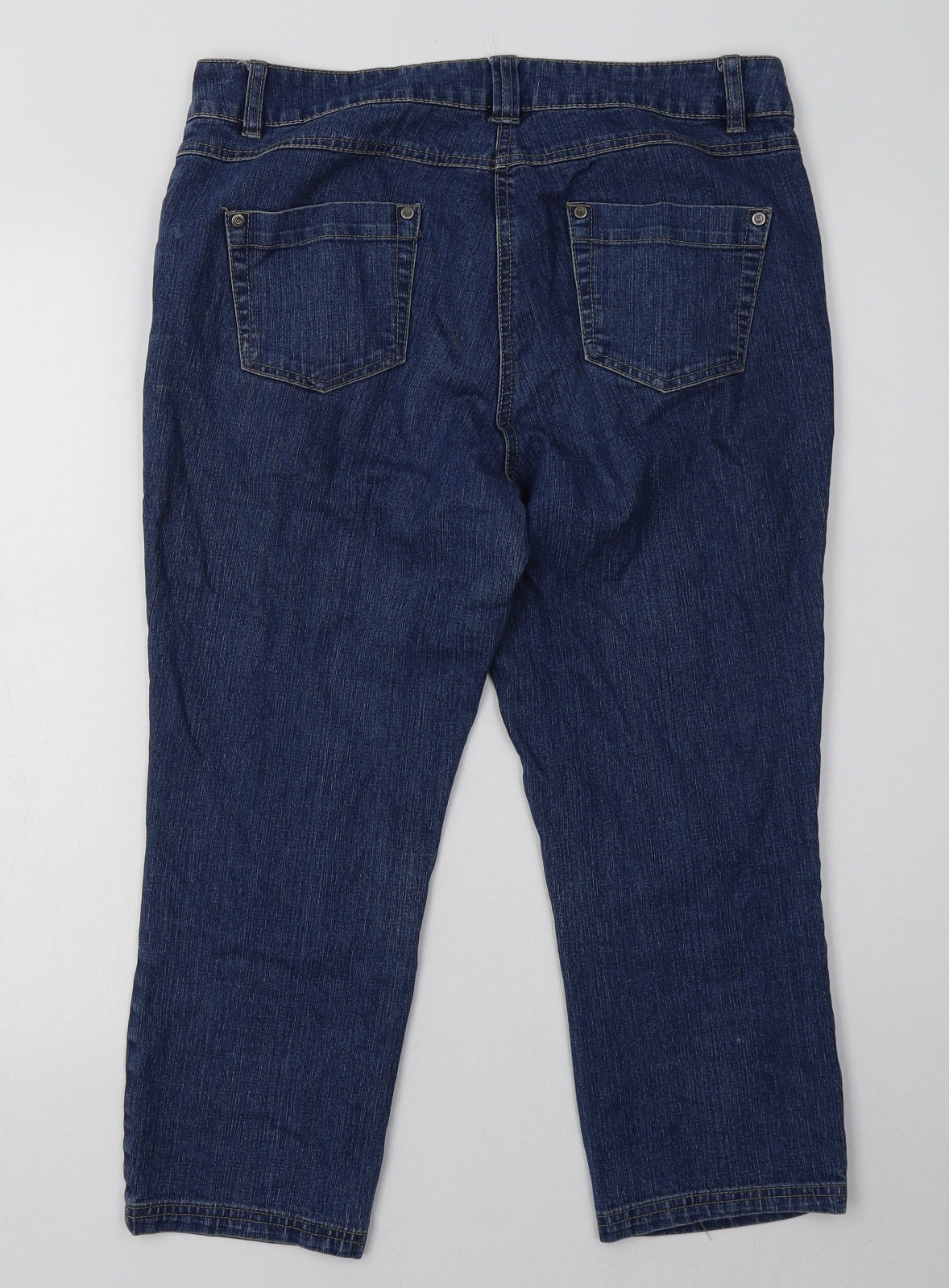 Debenhams Womens Blue  Cotton Cropped Jeans Size 14 L24 in Regular Button