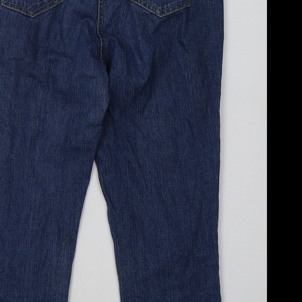Debenhams Womens Blue  Cotton Cropped Jeans Size 14 L24 in Regular Button