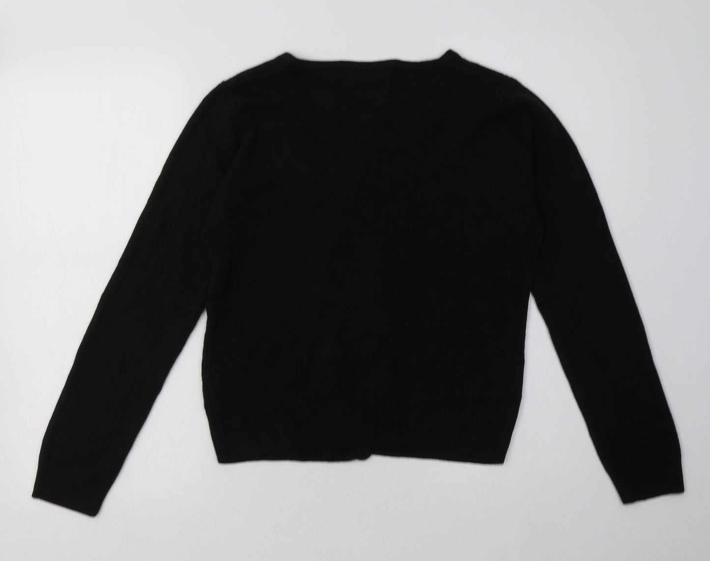 George Womens Black Crew Neck  Acrylic Cardigan Jumper Size 14