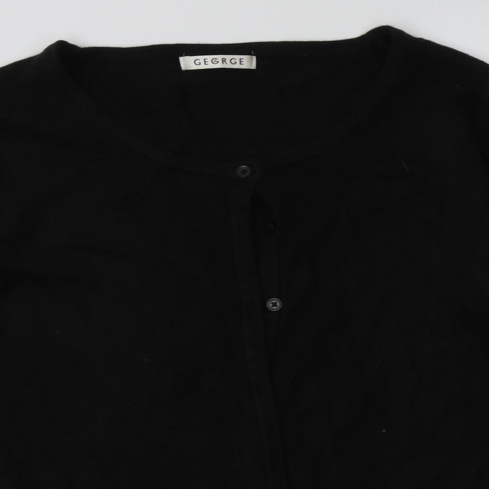George Womens Black Crew Neck  Acrylic Cardigan Jumper Size 14