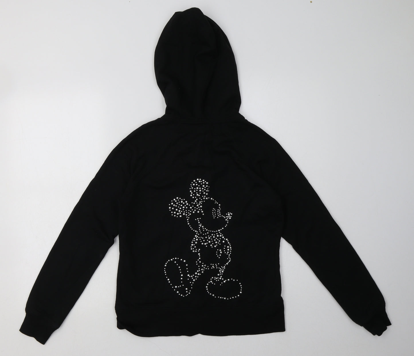 Disney Womens Black  Polyester Full Zip Hoodie Size S  Zip - Mickey Mouse