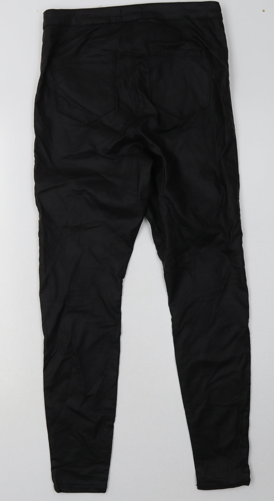 Matalan Womens Black  Viscose Skinny Jeans Size 14 L31 in Regular Button - leather jeans