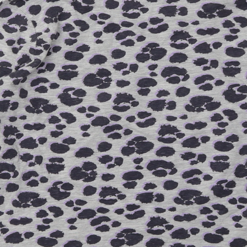 George Girls Grey Animal Print Cotton Basic Casual Size 8-9 Years Crew Neck Pullover