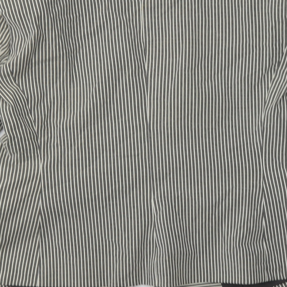 Debenhams Womens Grey Striped  Jacket Blazer Size 10  Button