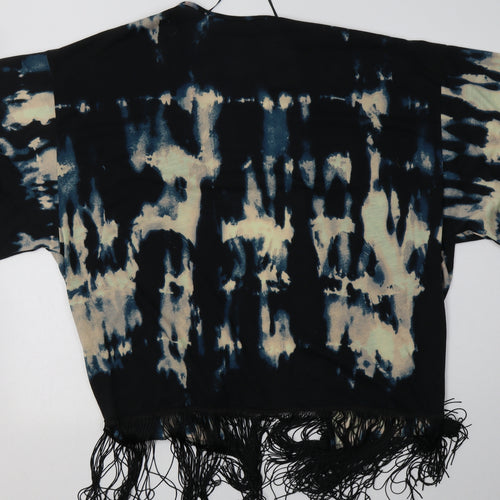 Primark Womens Black V-Neck Geometric Polyester Cardigan Jumper Size S